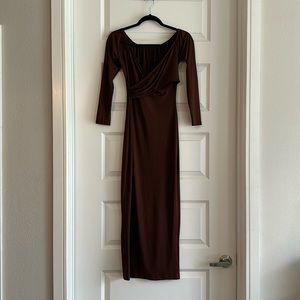 Long sleeve brown maxi dress, never worn!